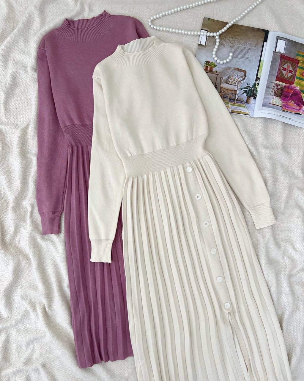 پیراهن بافت دامن پلیسه کد5135