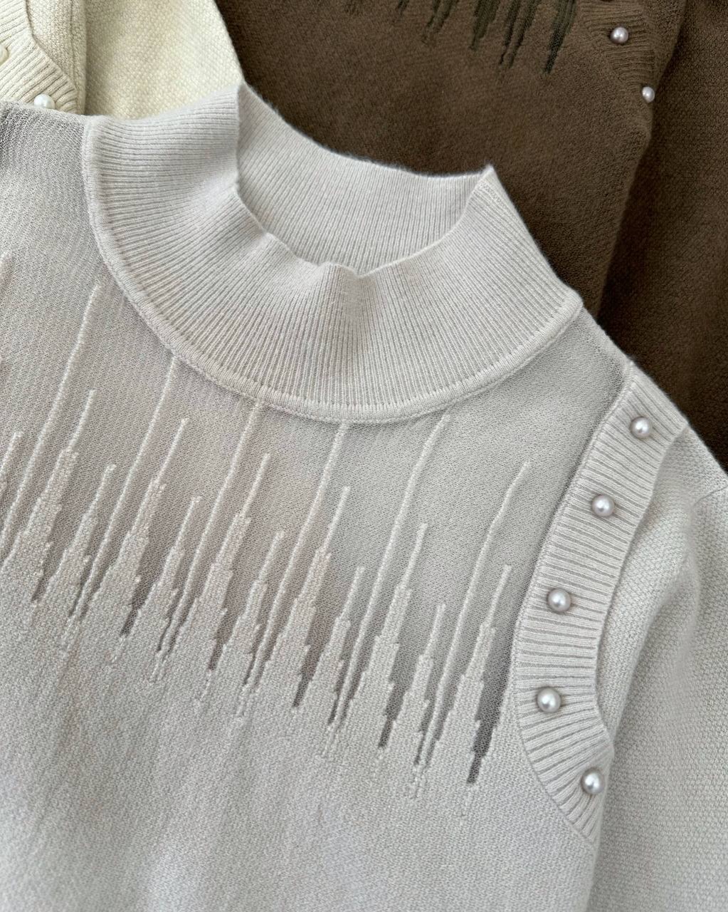 پلیور بافت سرشانه مروارید کد5137