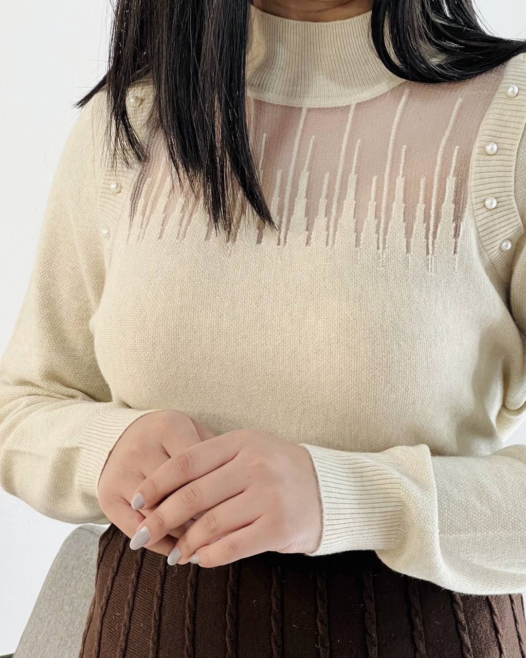 پلیور بافت سرشانه مروارید کد5137