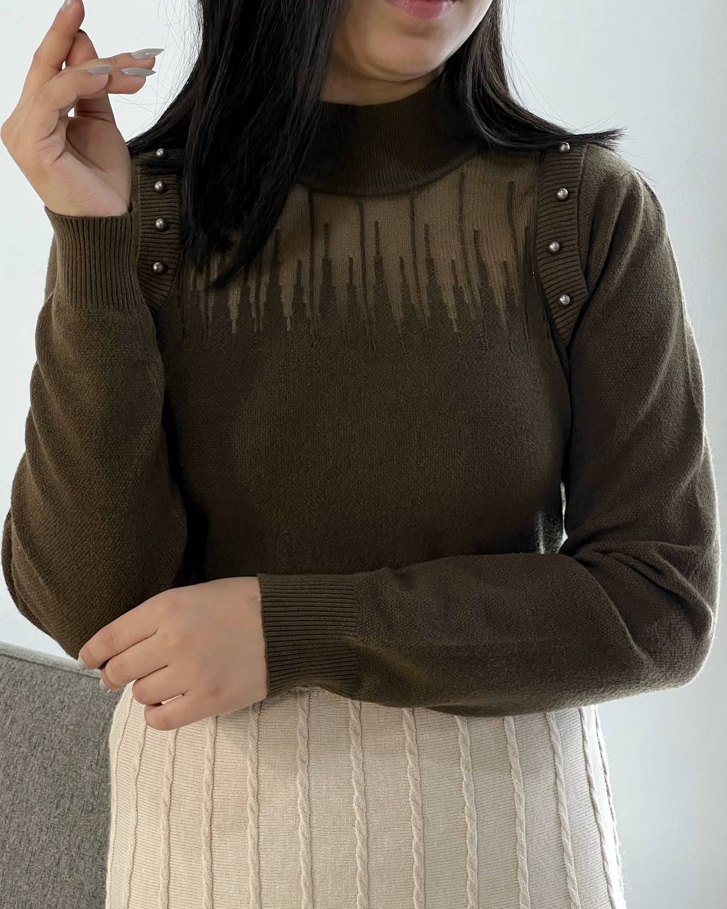 پلیور بافت سرشانه مروارید کد5137