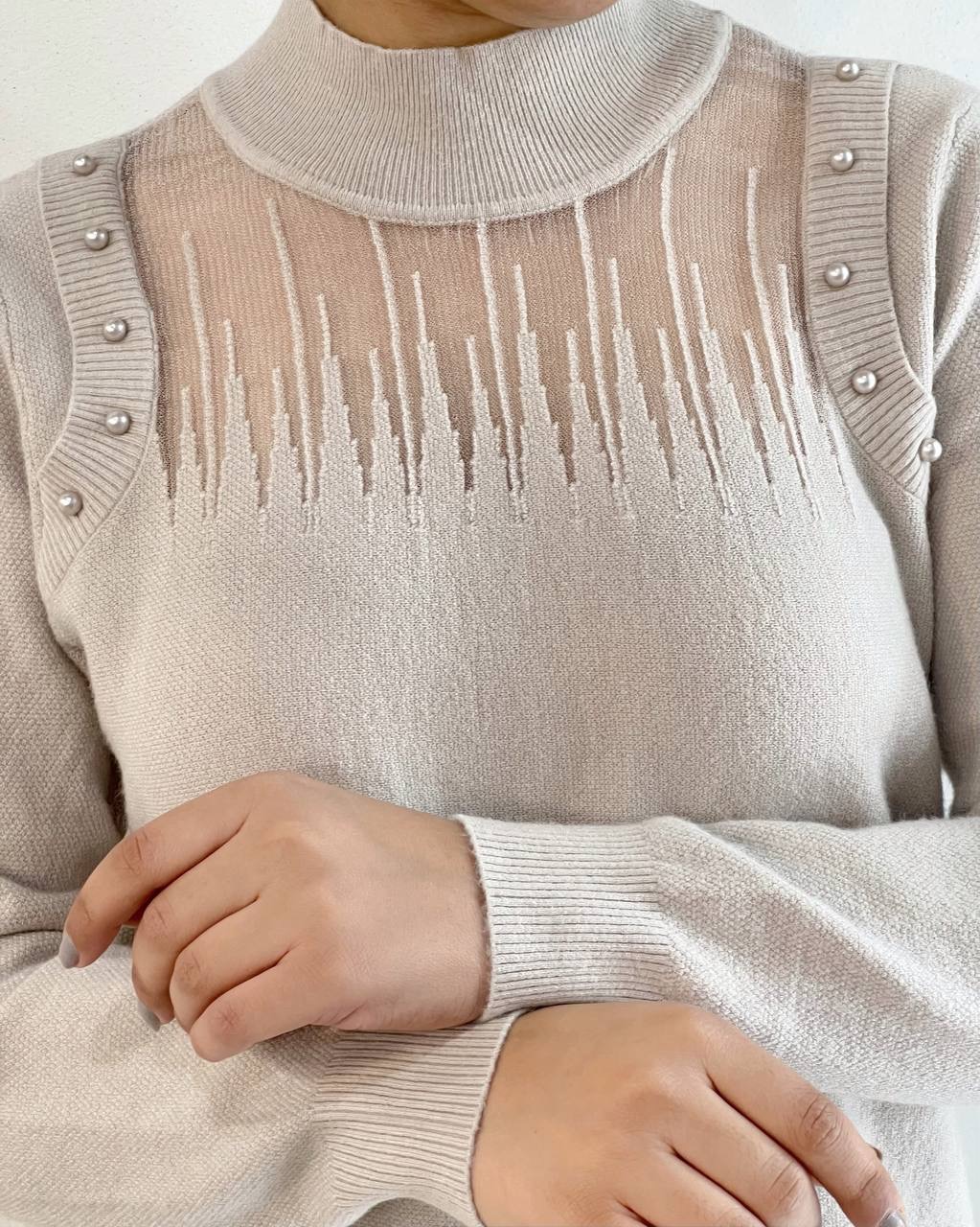 پلیور بافت سرشانه مروارید کد5137