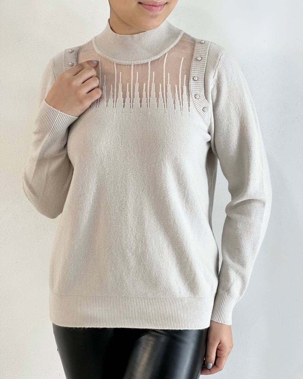 پلیور بافت سرشانه مروارید کد5137