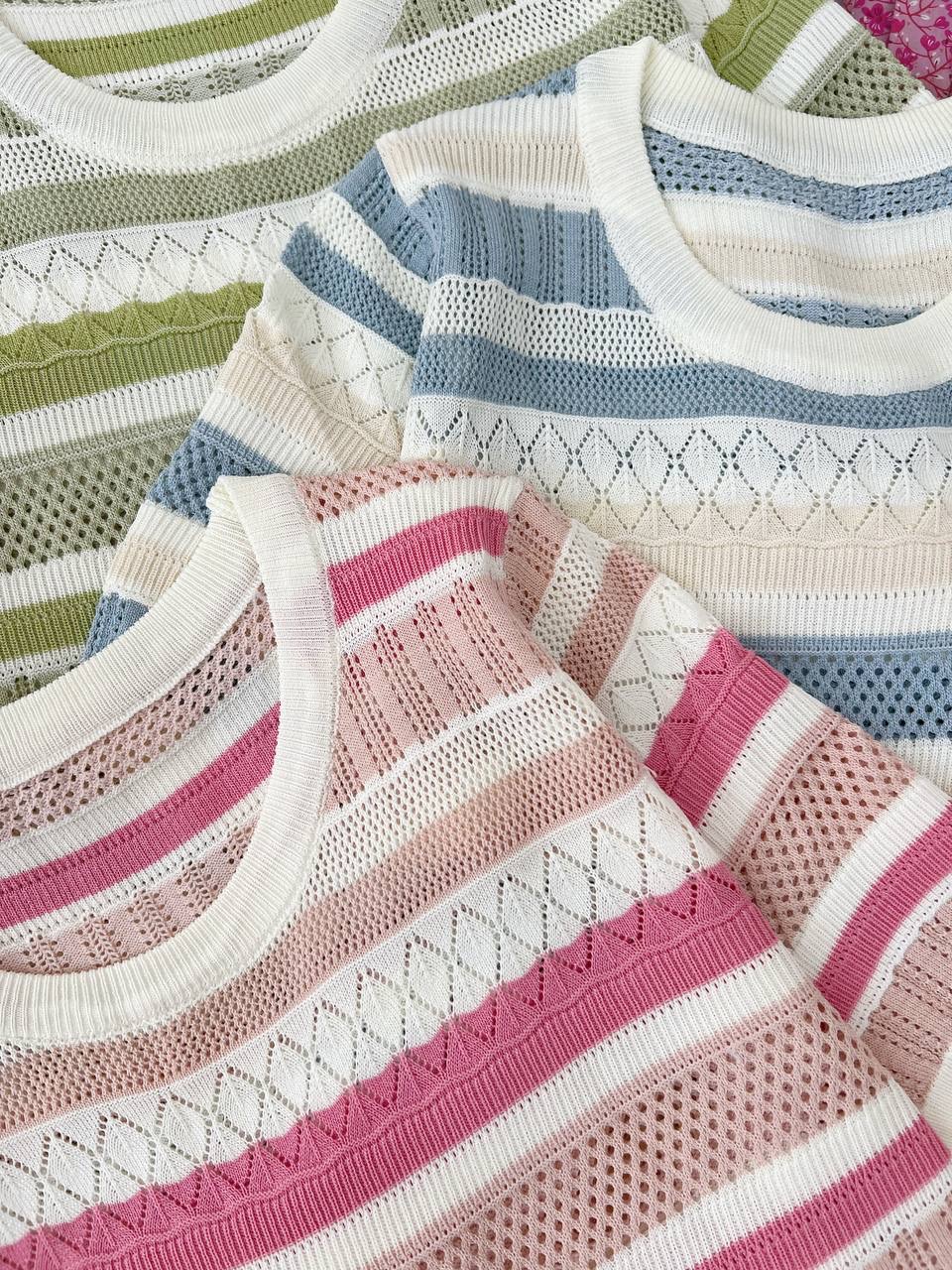 تیشرت بافت راه راه سوزندوزی کد 5138