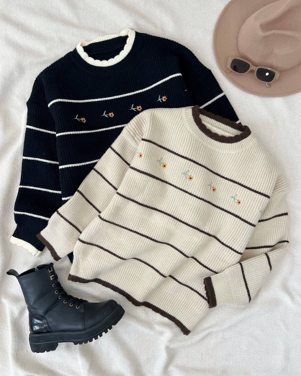 پلیور بافت گلدوزی راه راه کد 5141