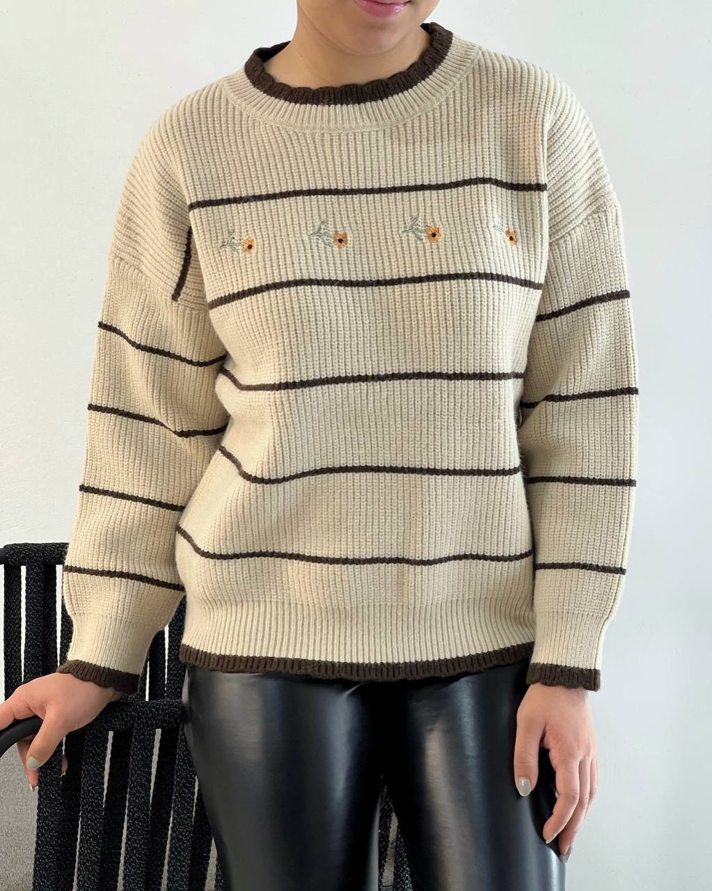 پلیور بافت گلدوزی راه راه کد 5141