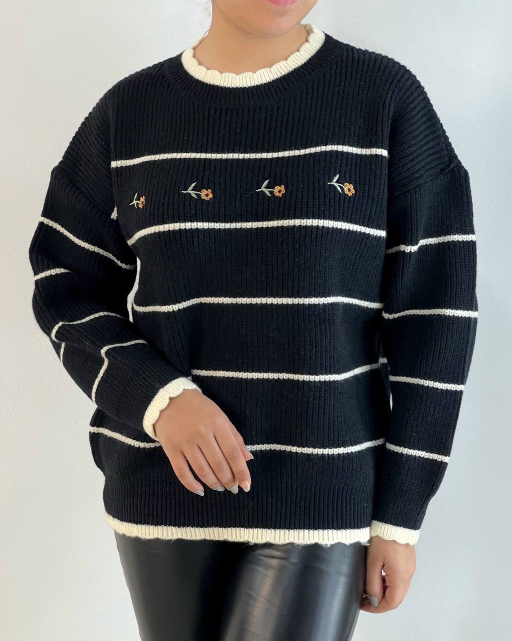 پلیور بافت گلدوزی راه راه کد 5141