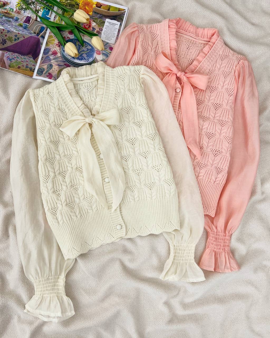 ژاکت بافت یقه پاپیون مدل 2 کد 5144