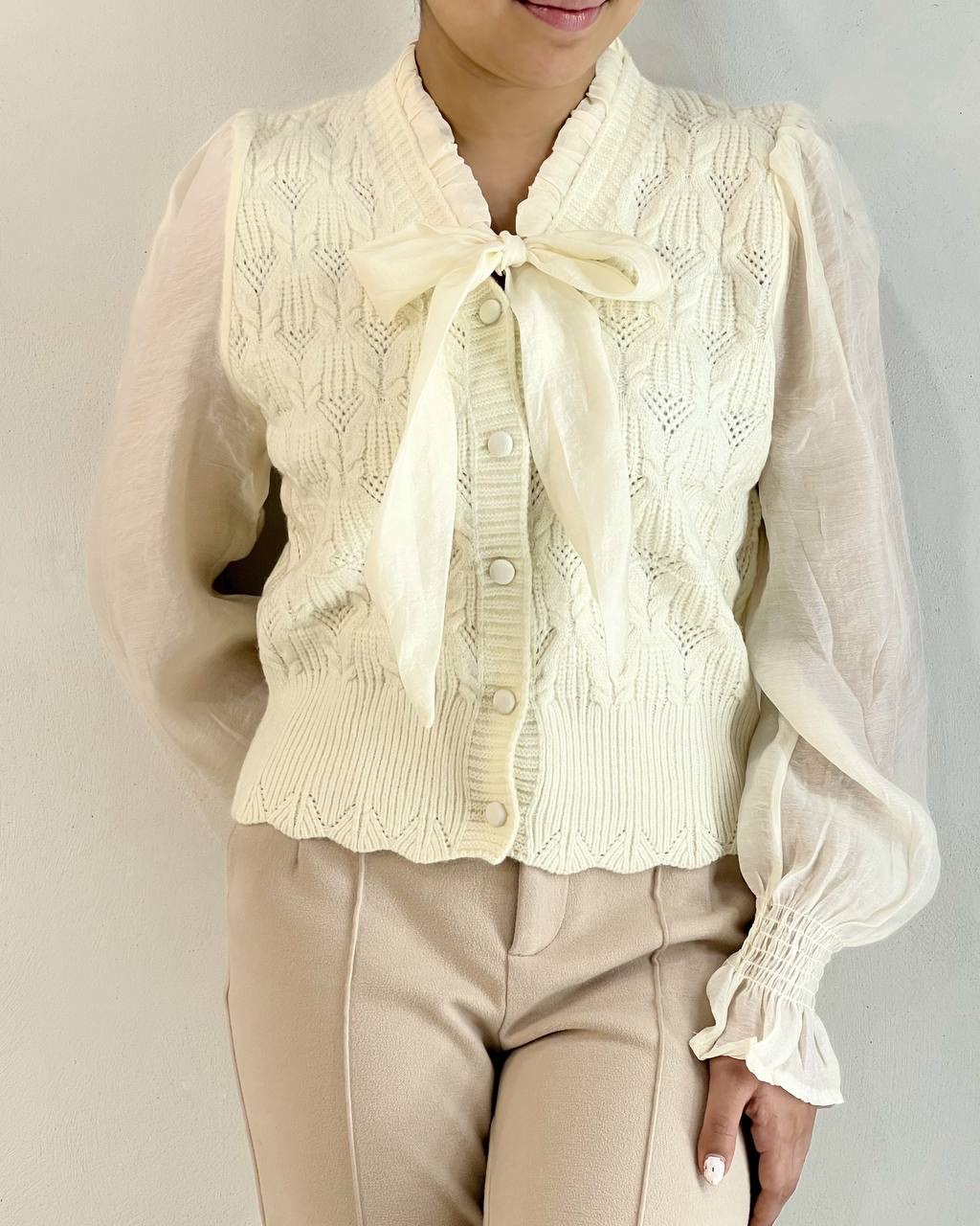 ژاکت بافت یقه پاپیون مدل 2 کد 5144