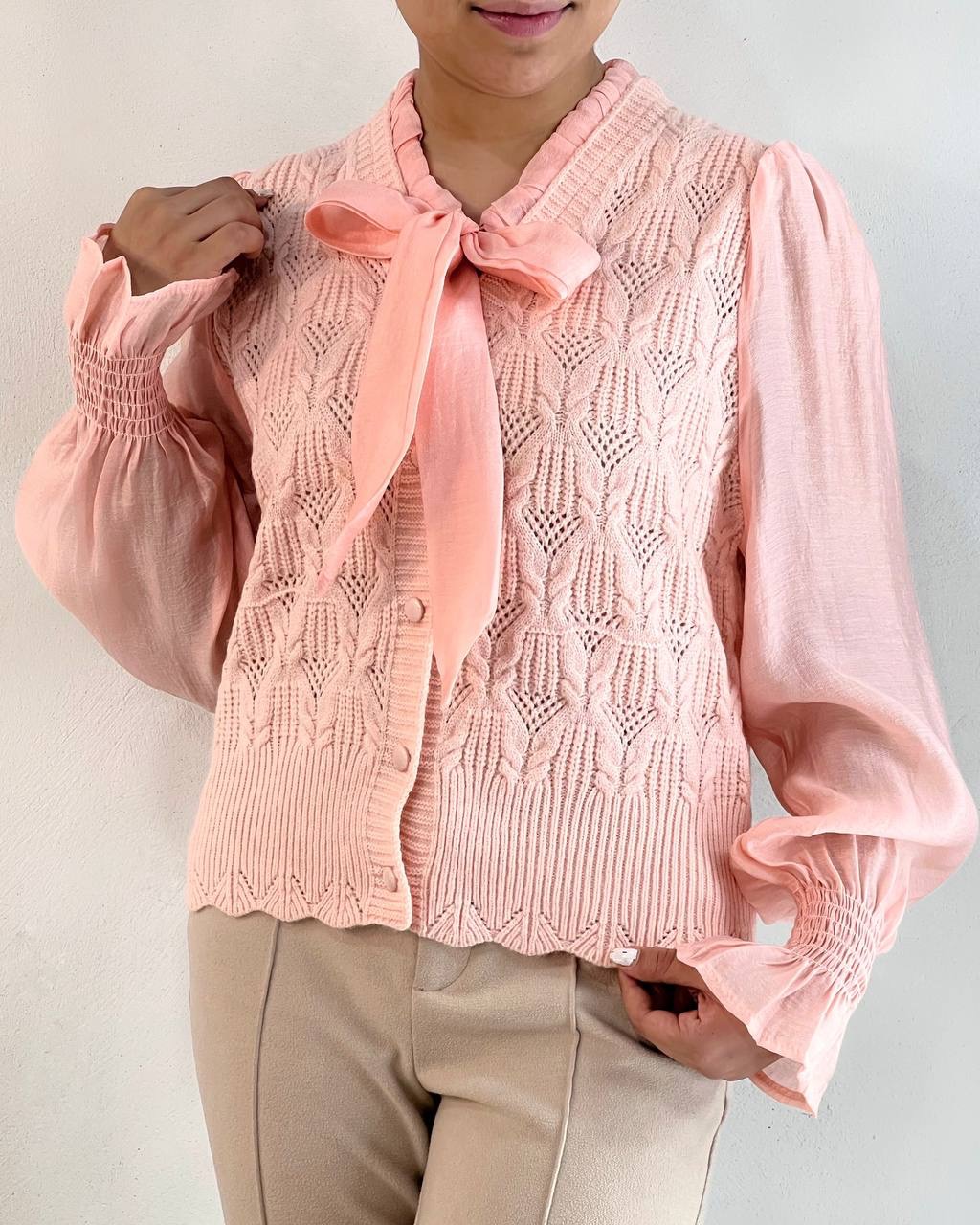 ژاکت بافت یقه پاپیون مدل 2 کد 5144