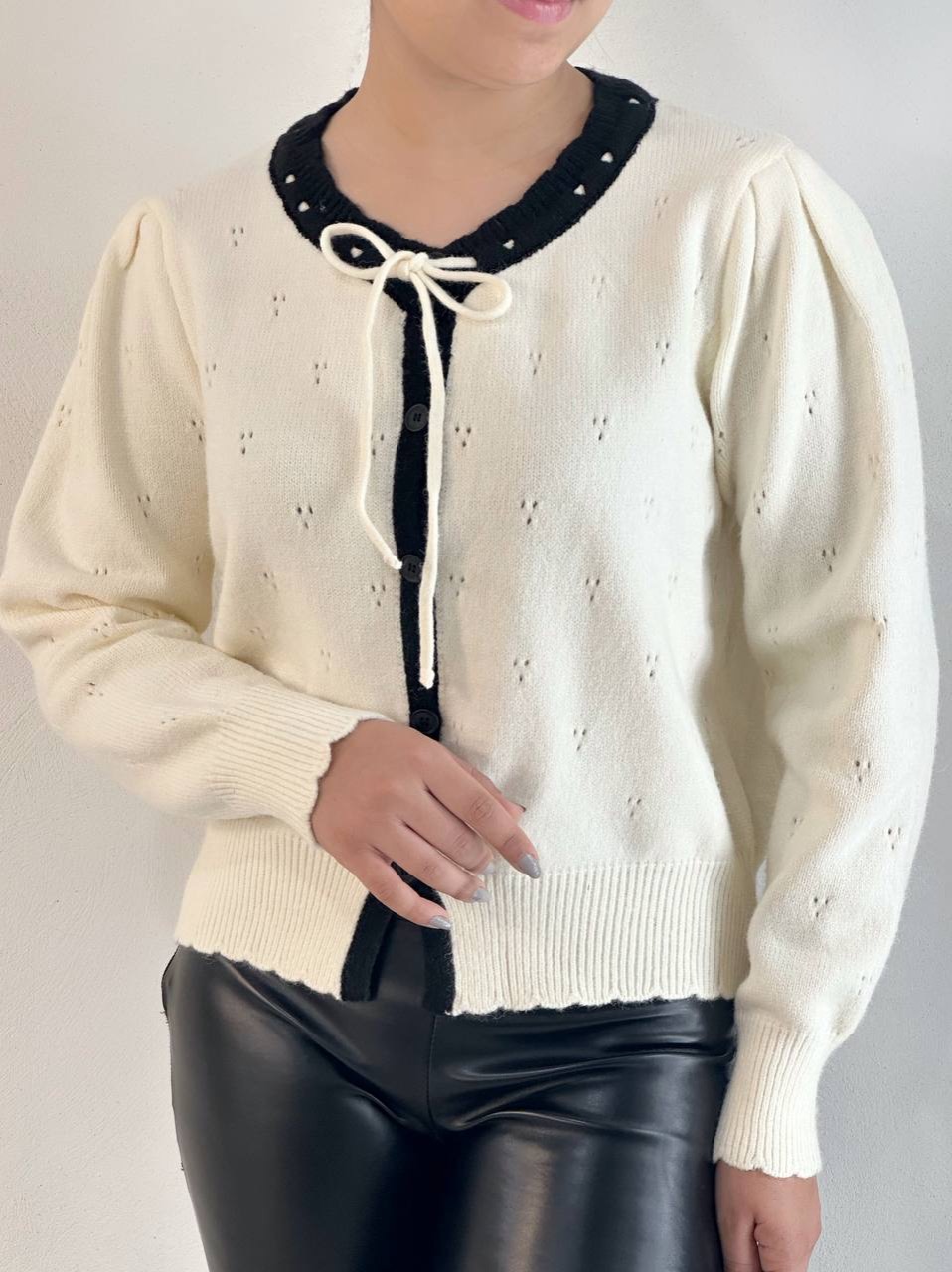 ژاکت بافت عروسکی سرشانه چین کد5147