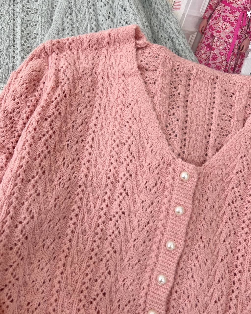 ژاکت بافت گل برجسته کد 5148