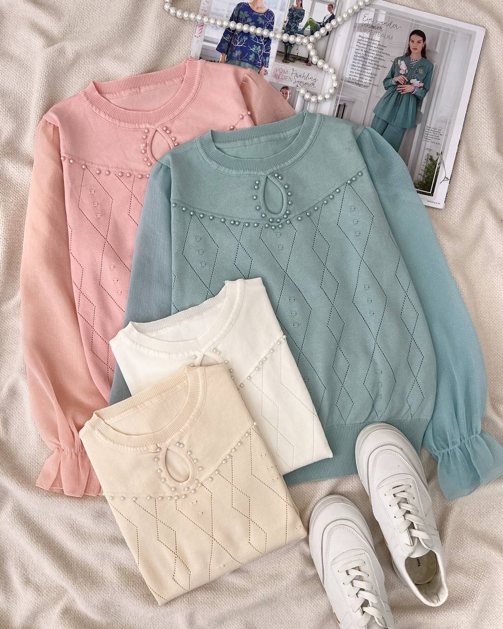 پلیور بافت استین حریر کد5149