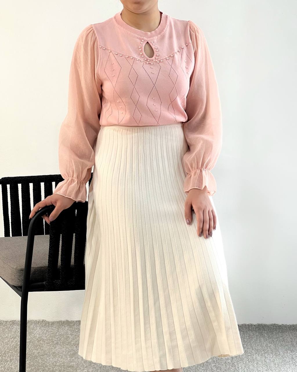 پلیور بافت استین حریر کد5149