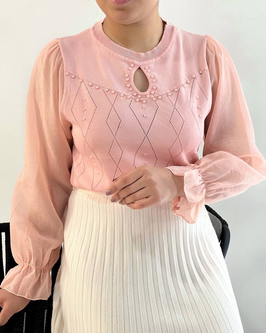 پلیور بافت استین حریر کد5149