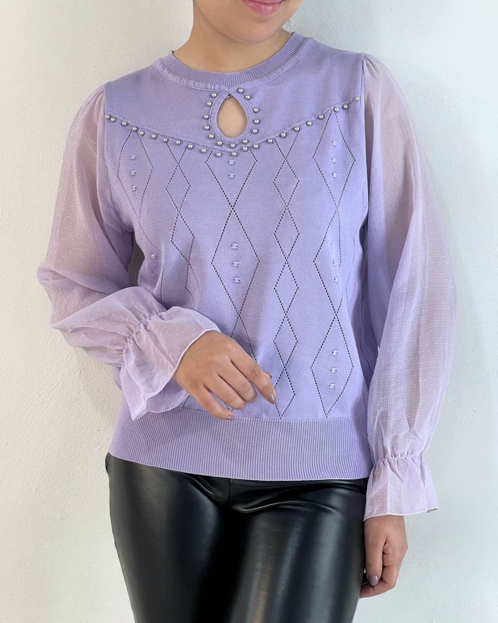 پلیور بافت استین حریر کد5149