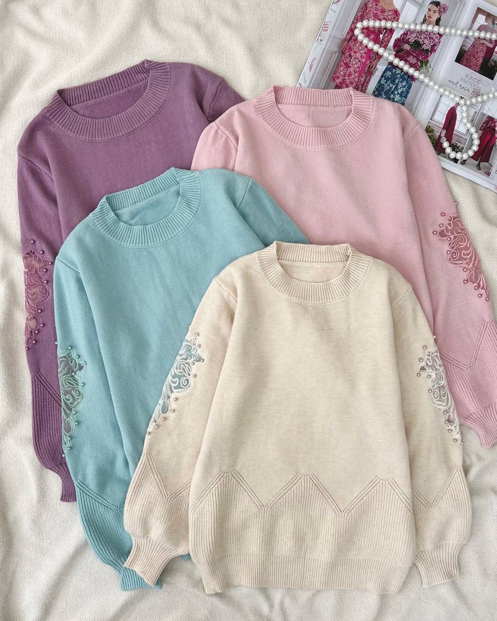 پلیور بافت استین کار شده کد 5150