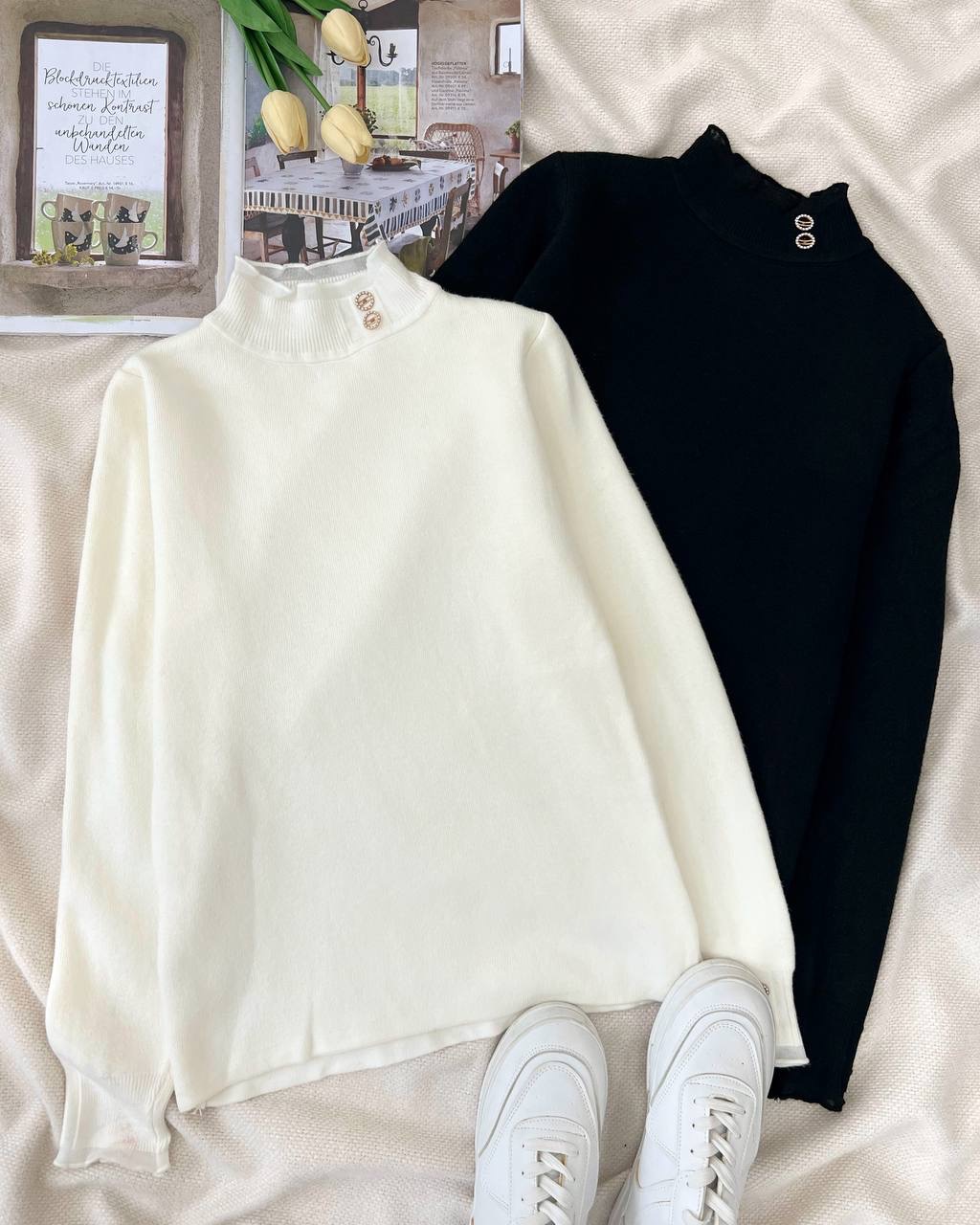 پلیور بافت دو رنگ گِرَم بالا تو خز کد5154