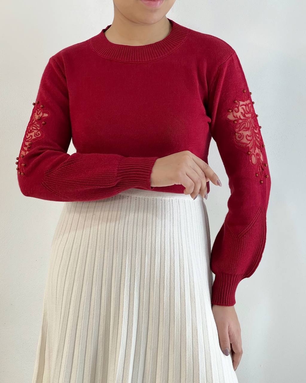 پلیور بافت استین کار شده کد 5150