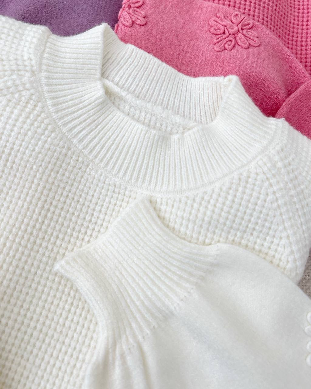 پلیور بافت استین پف کار شده کد 5159