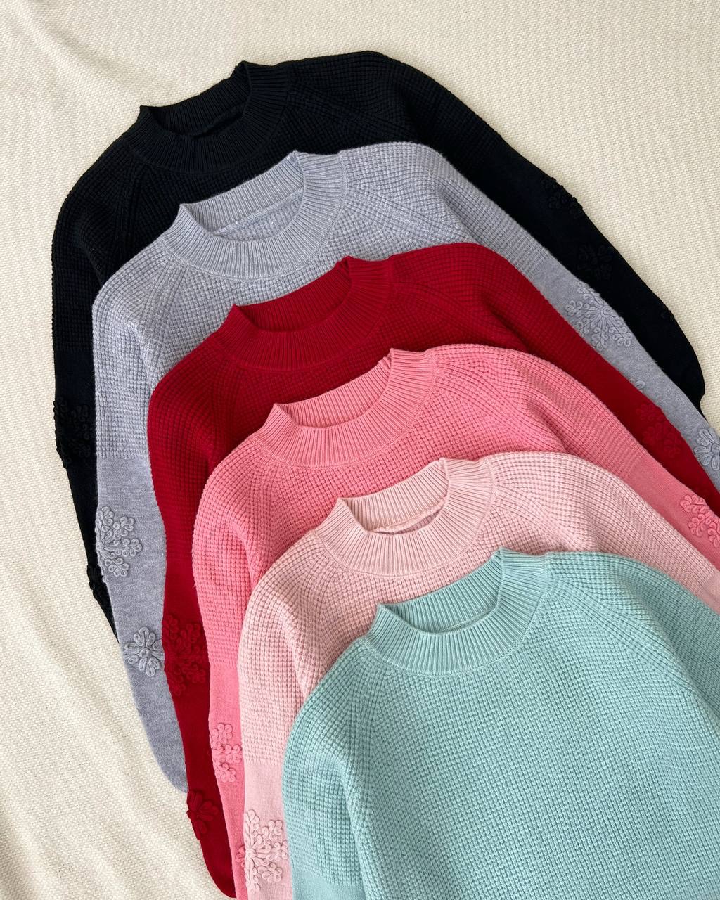 پلیور بافت استین پف کار شده کد 5159