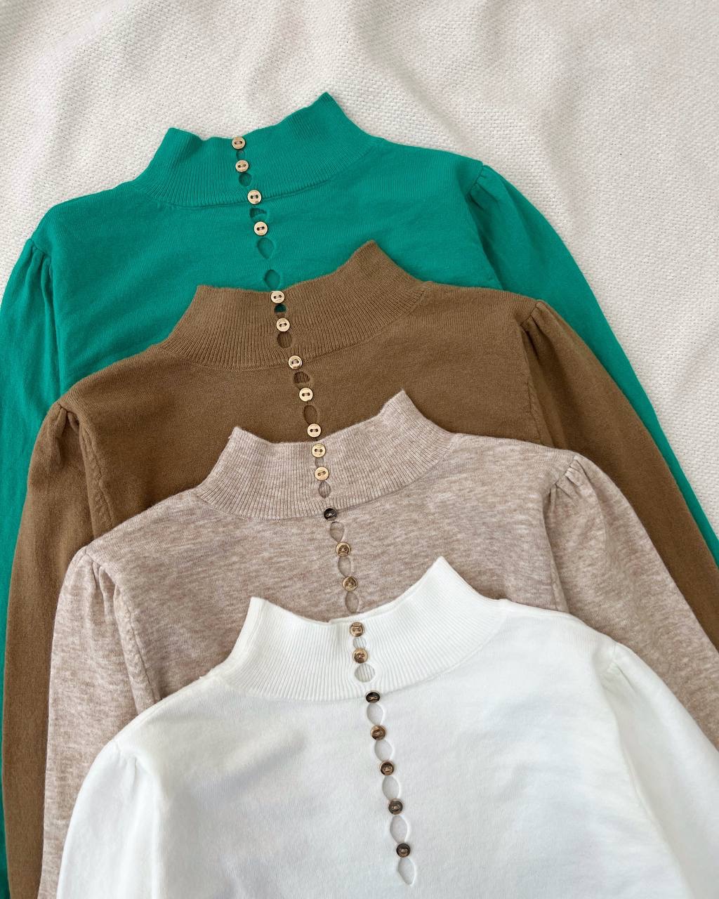 پلیور بافت آستین مُچی دُکمه کد 5162