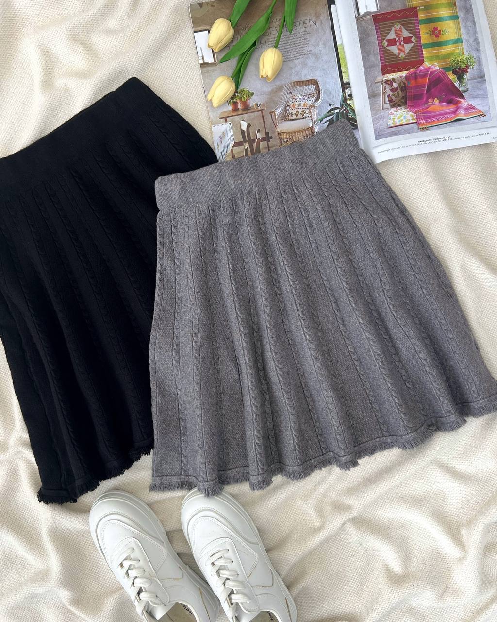 دامن کوتاه بافت دو رنگ کد 5163