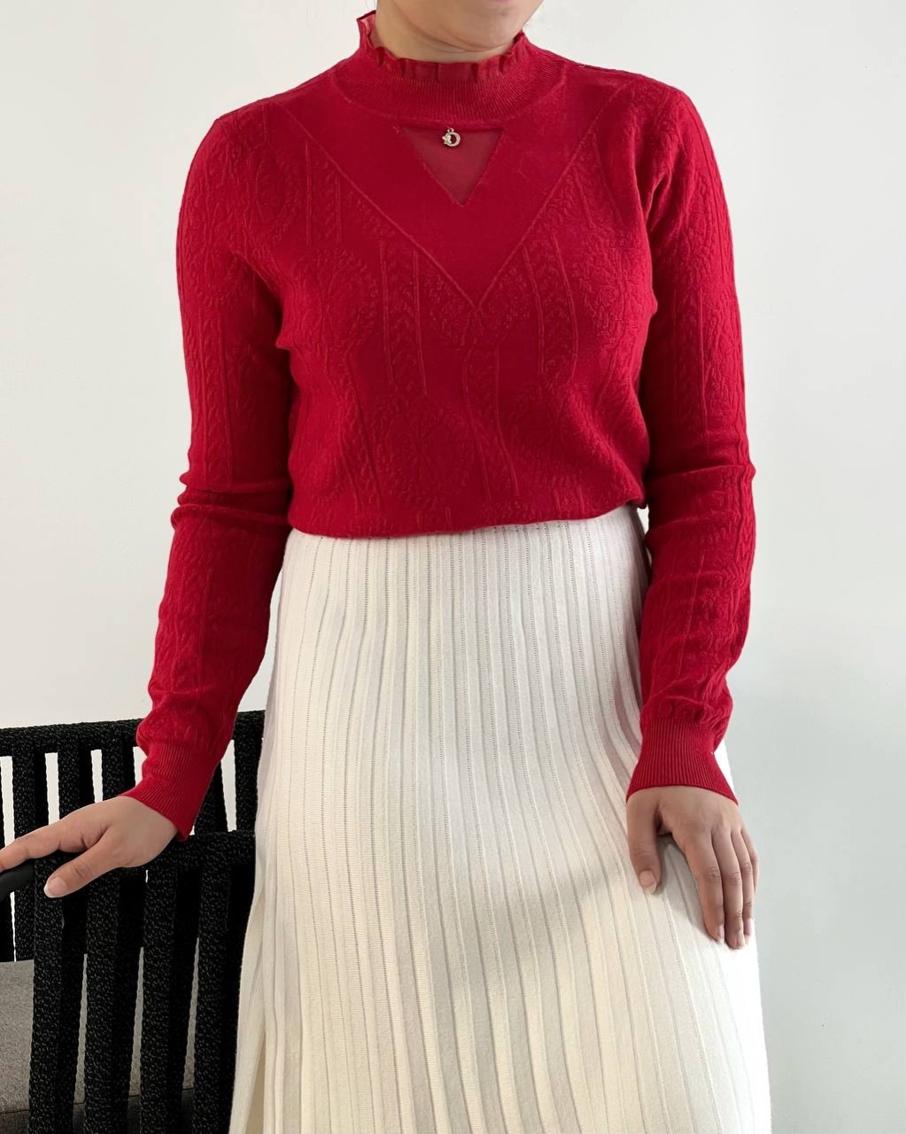 پلیور بافت یقه چین 5 رنگ کد 5164