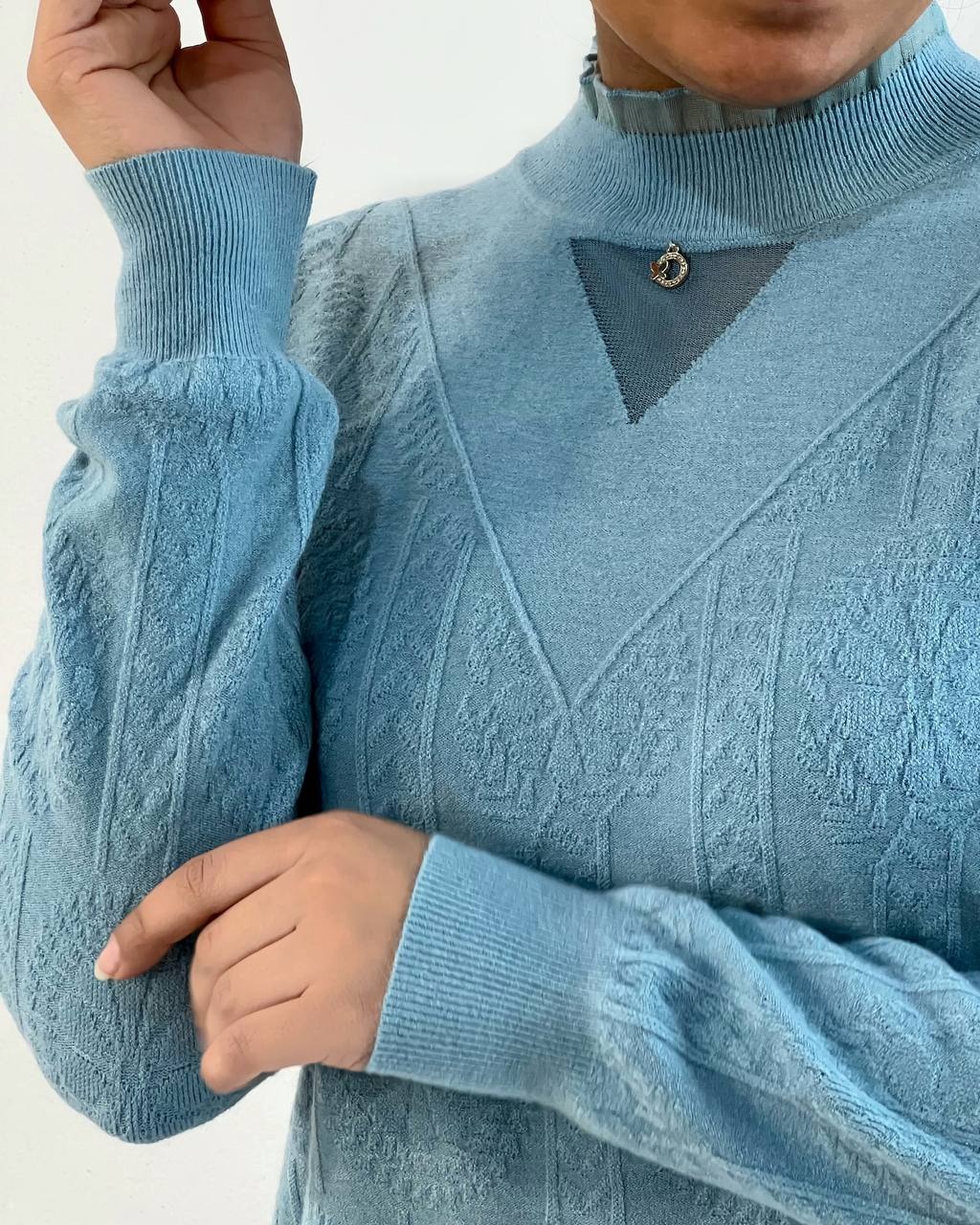 پلیور بافت یقه چین 5 رنگ کد 5164