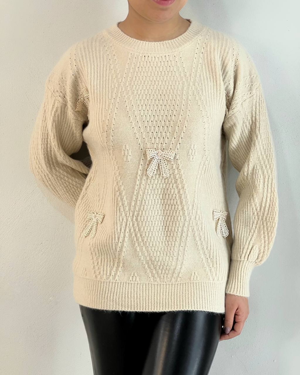 پلیور بافت گل برجسته پاپیون کد 5165