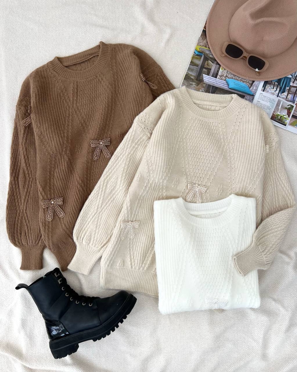 پلیور بافت گل برجسته پاپیون کد 5165