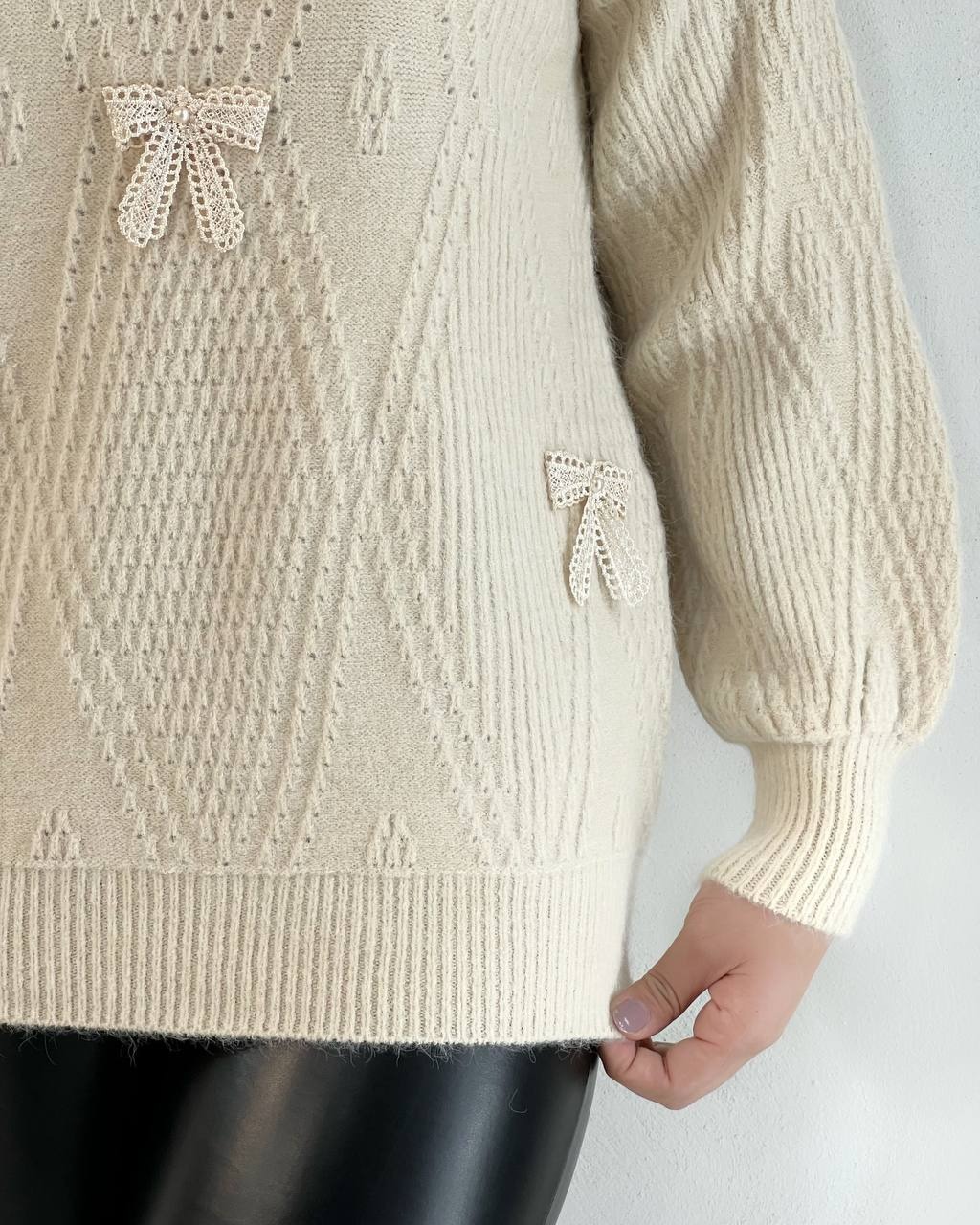 پلیور بافت گل برجسته پاپیون کد 5165