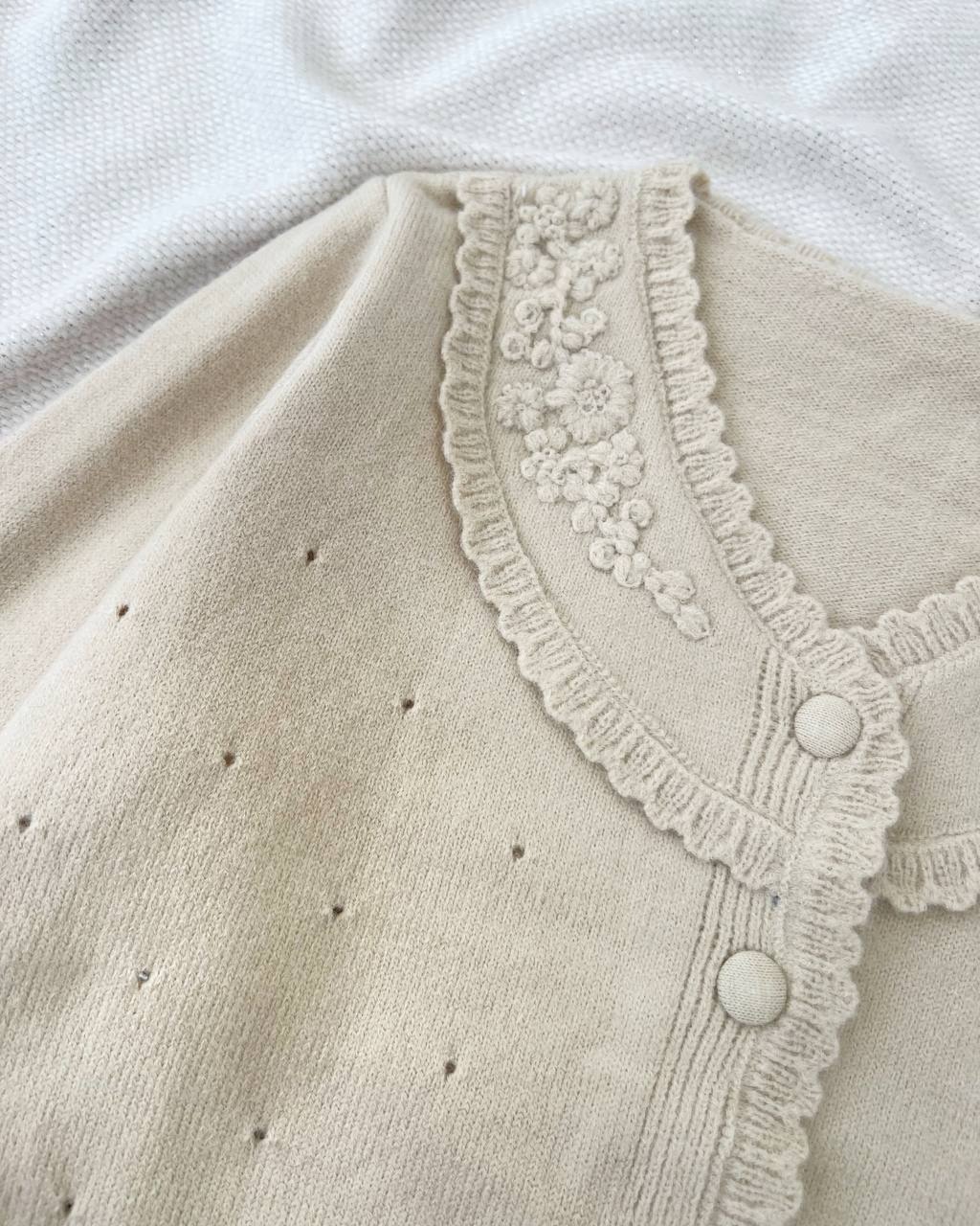 ژاکت بافت جلو دکمه پاستلی کد 5114