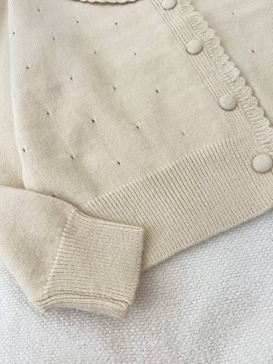 ژاکت بافت جلو دکمه پاستلی کد 5114