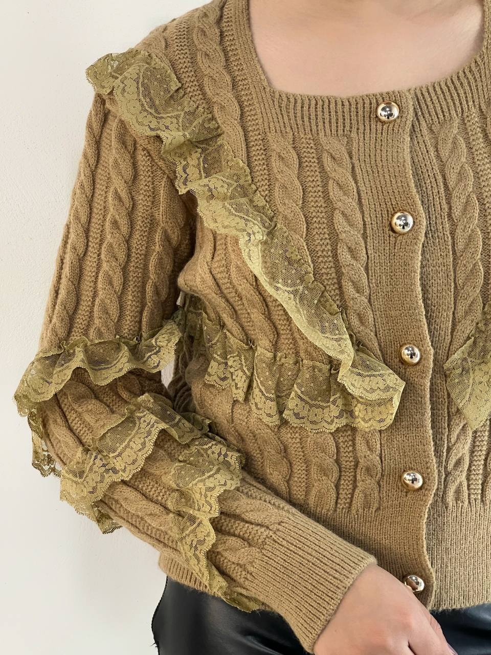 ژاکت بافت گیپوری جلو دکمه کد 5172