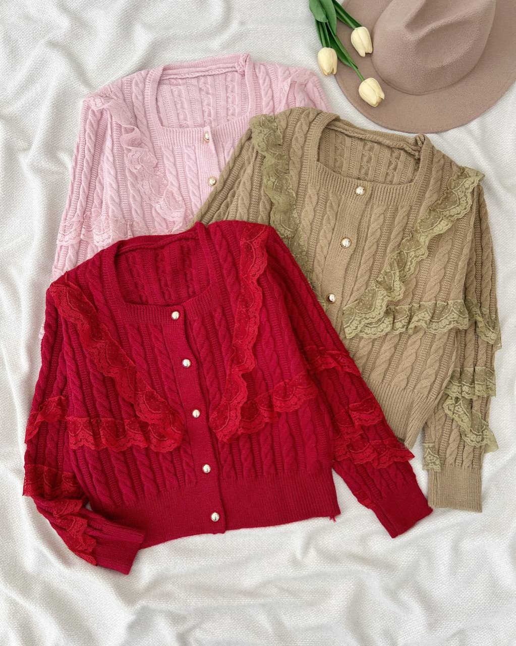 ژاکت بافت گیپوری جلو دکمه کد 5172