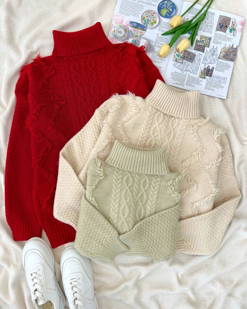 پلیور بافت یقه اسکی گرم بالا کد 5177