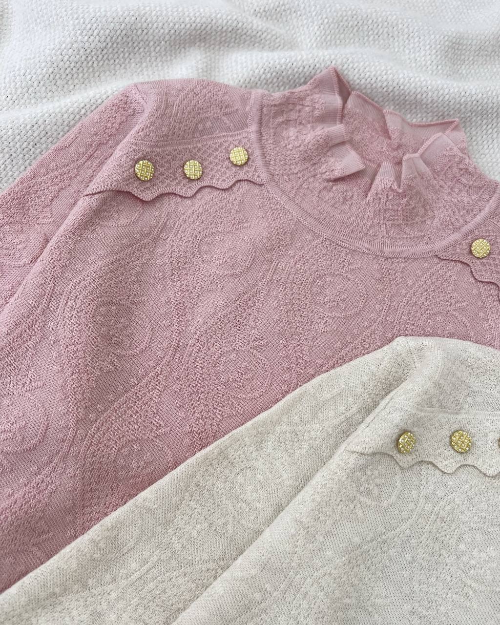 پلیور بافت سرشانه دکمه آستین مچی کد 5178