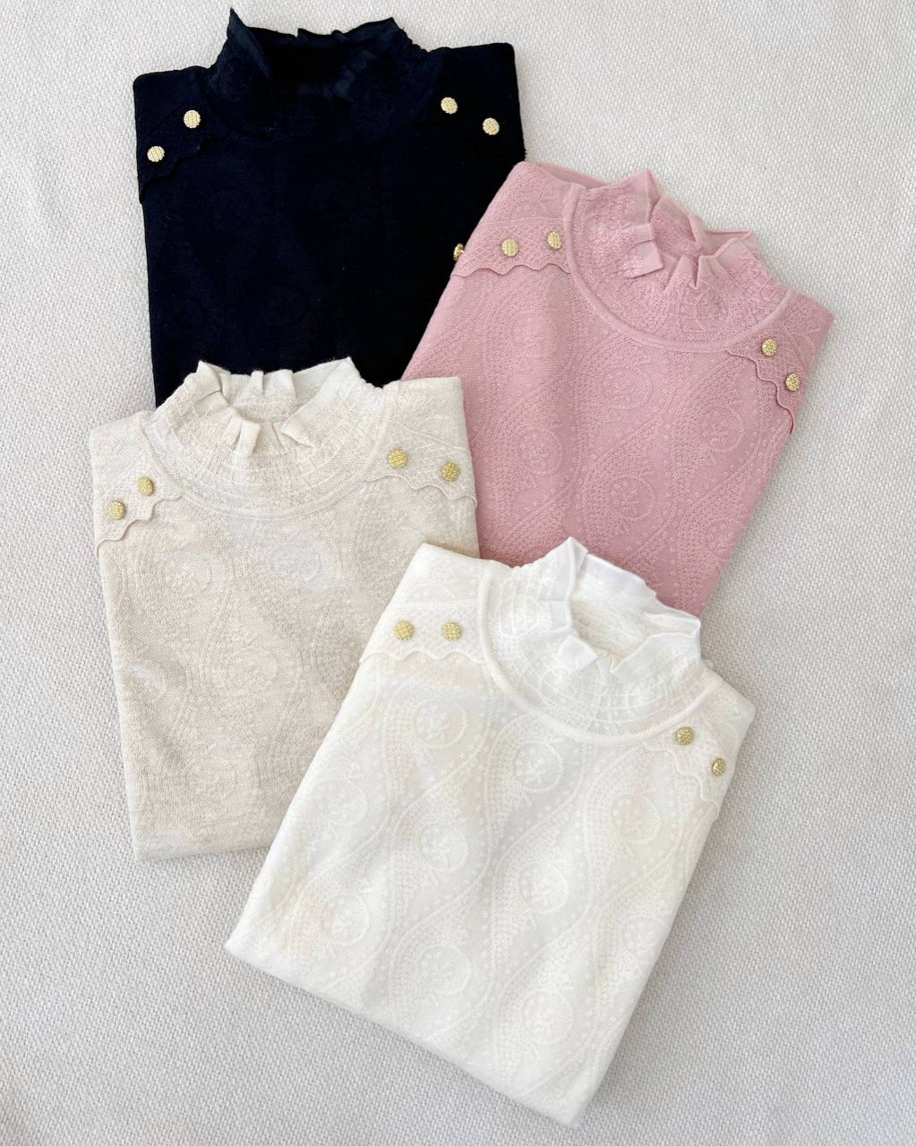 پلیور بافت سرشانه دکمه آستین مچی کد 5178