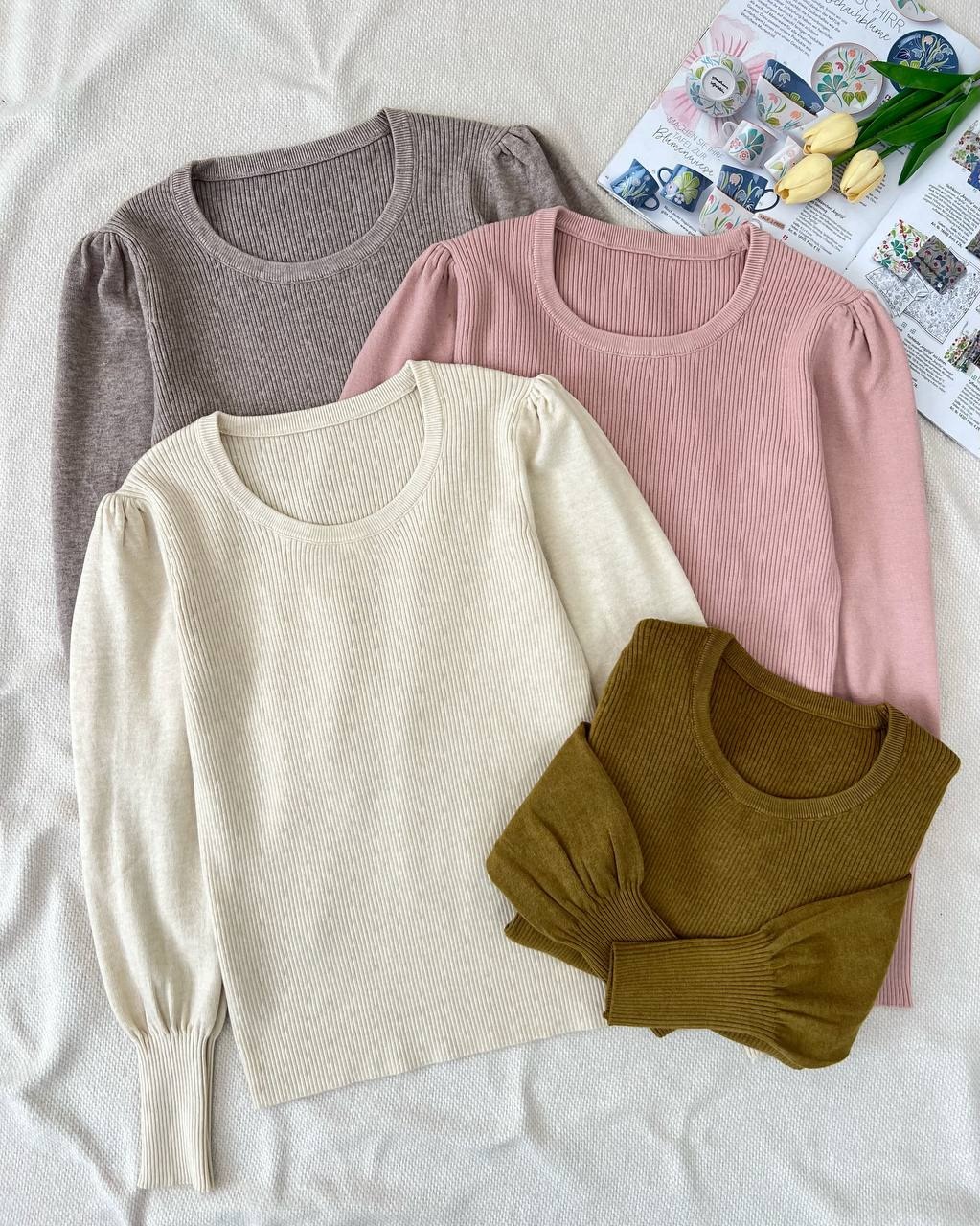 پلیور بافت آستین مچی سرشانه چین دار کد 5179