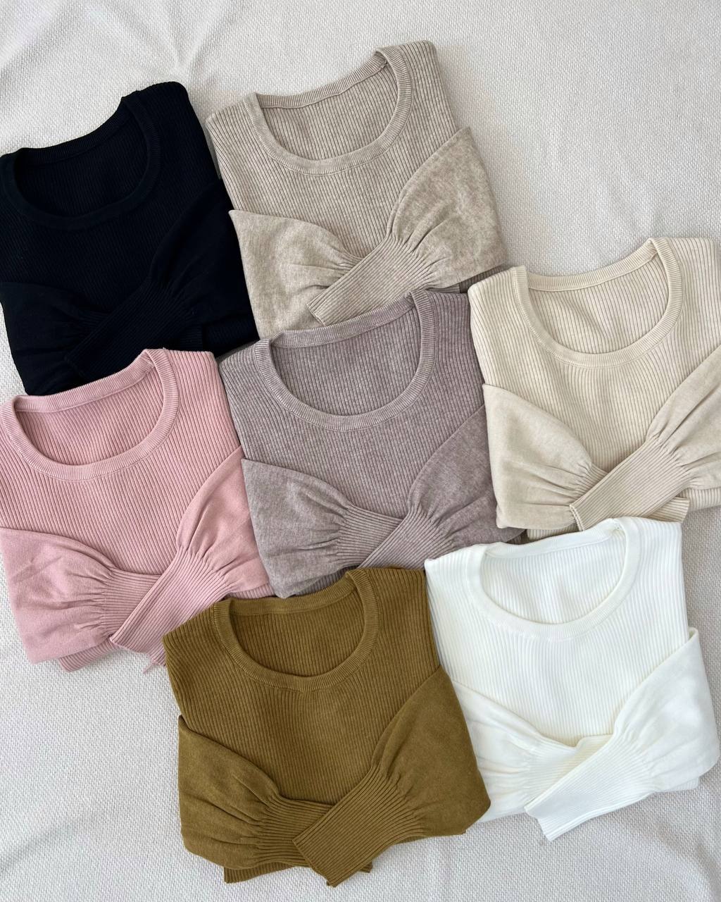 پلیور بافت آستین مچی سرشانه چین دار کد 5179