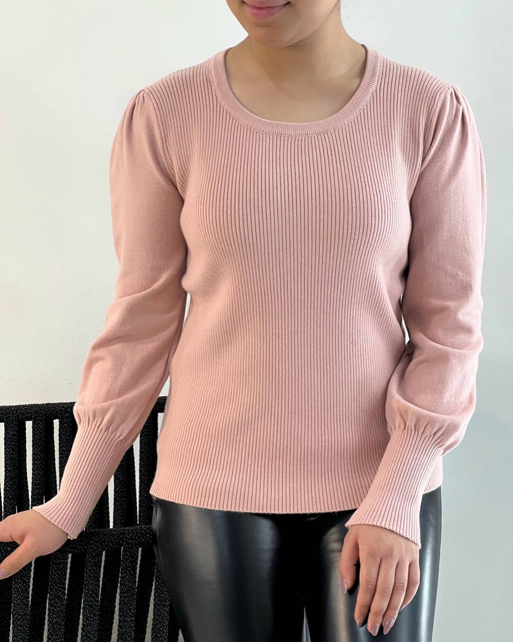 پلیور بافت آستین مچی سرشانه چین دار کد 5179