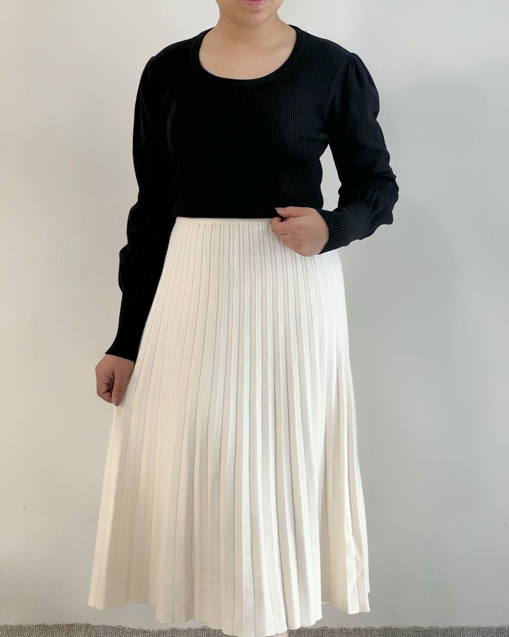 پلیور بافت آستین مچی سرشانه چین دار کد 5179