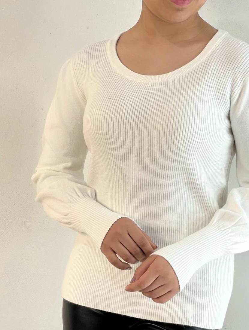 پلیور بافت آستین مچی سرشانه چین دار کد 5179