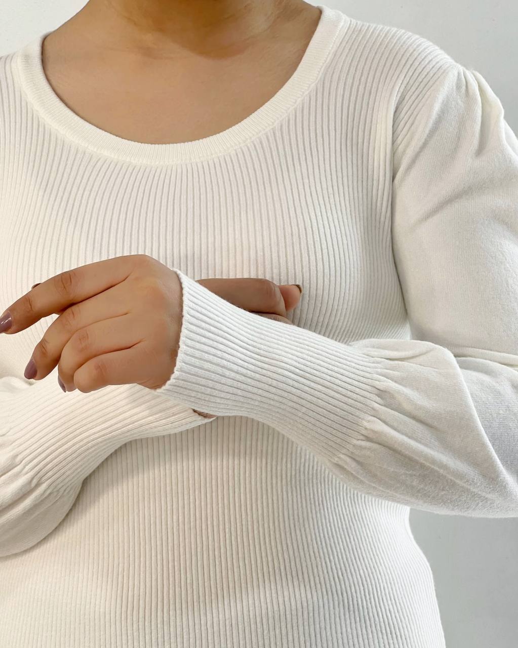 پلیور بافت آستین مچی سرشانه چین دار کد 5179