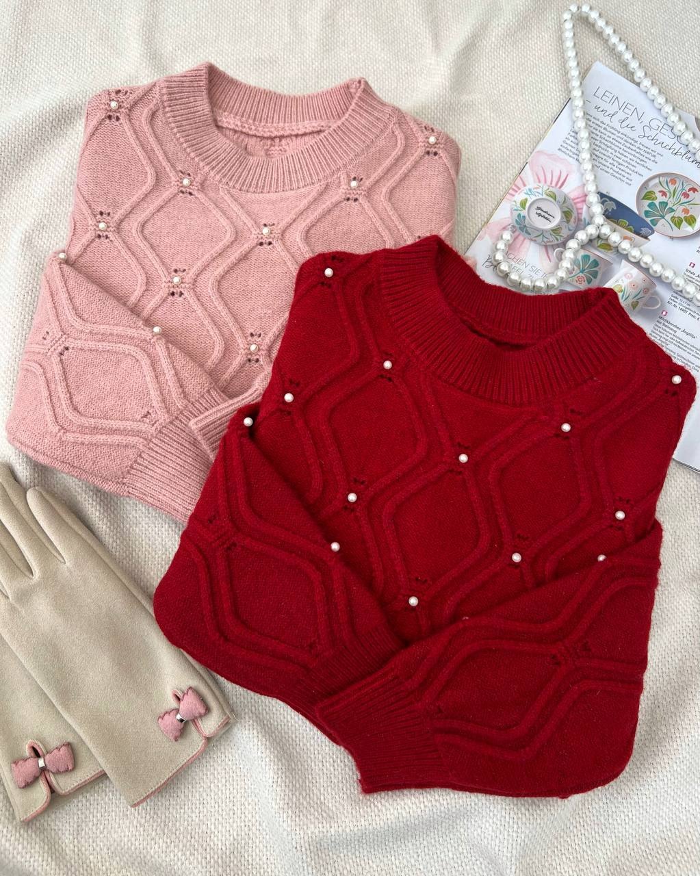 پلیور بافت لوزی مروارید کد 5185