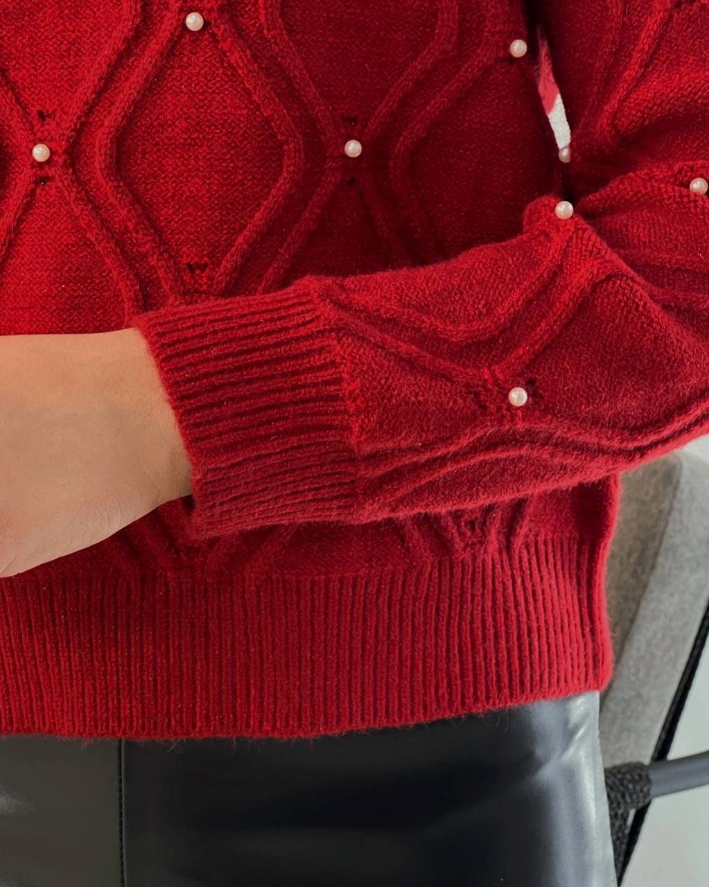 پلیور بافت لوزی مروارید کد 5185