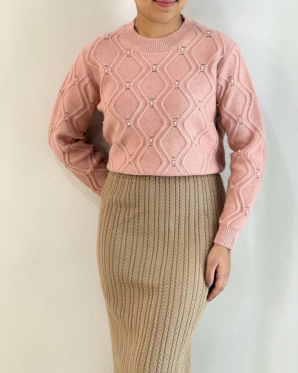 پلیور بافت لوزی مروارید کد 5185