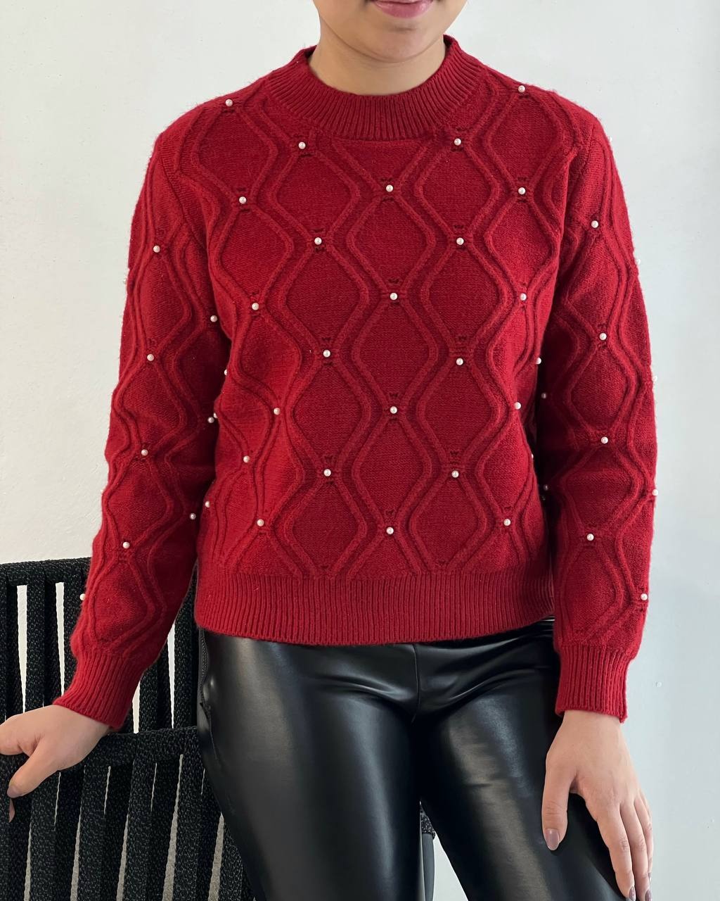 پلیور بافت لوزی مروارید کد 5185