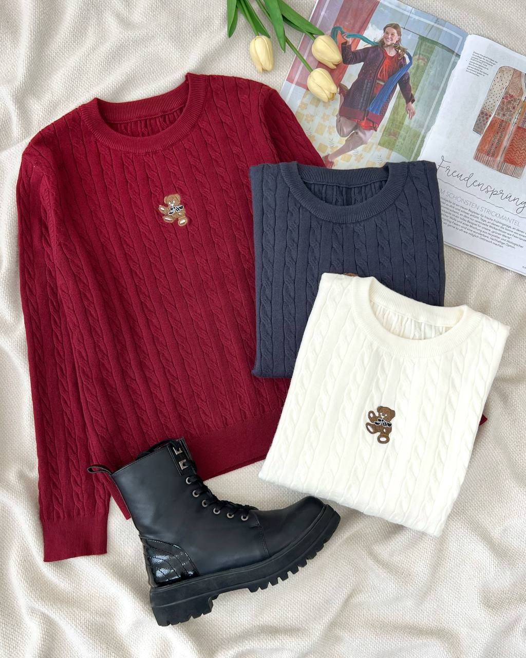 پلیور بافت زنجیری باگلدوزی تدی کد 5186