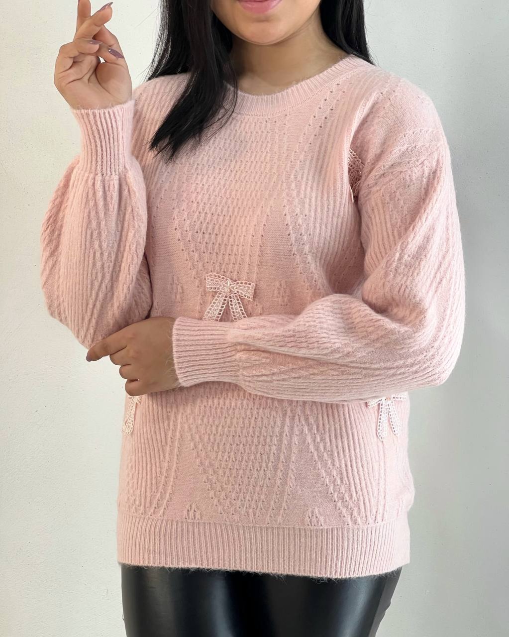 پلیور بافت گل برجسته پاپیون کد 5190